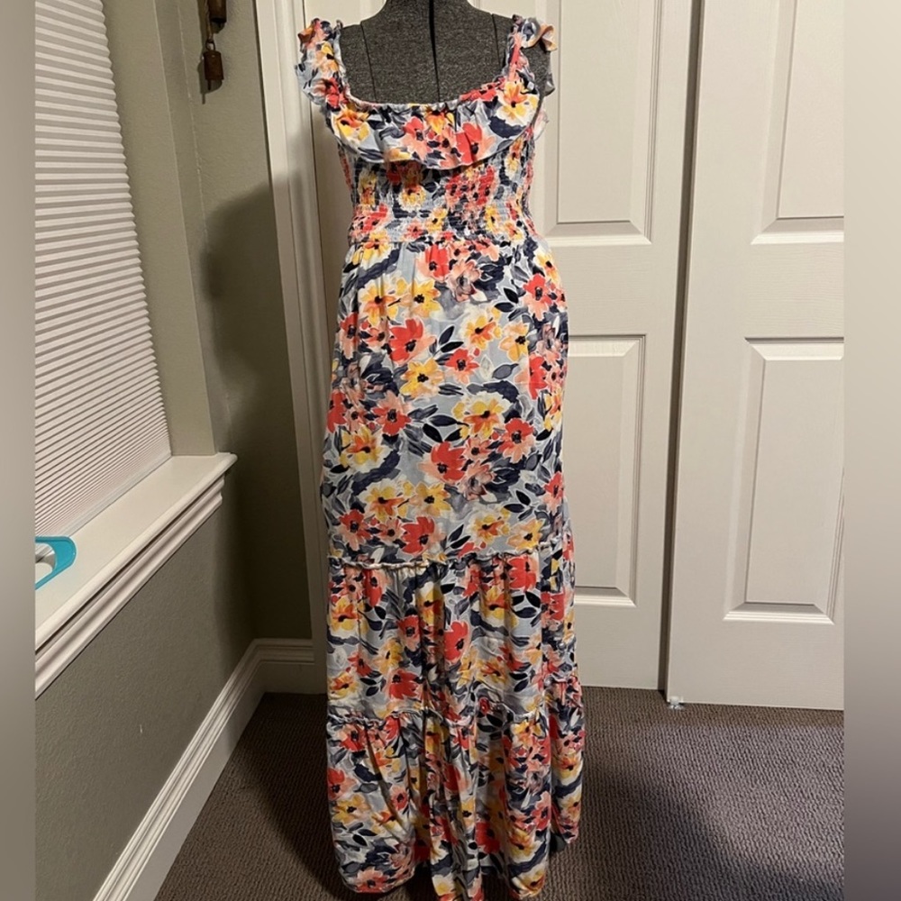 Isabel Maternity Floral Ruffled Maxi Dress Medium